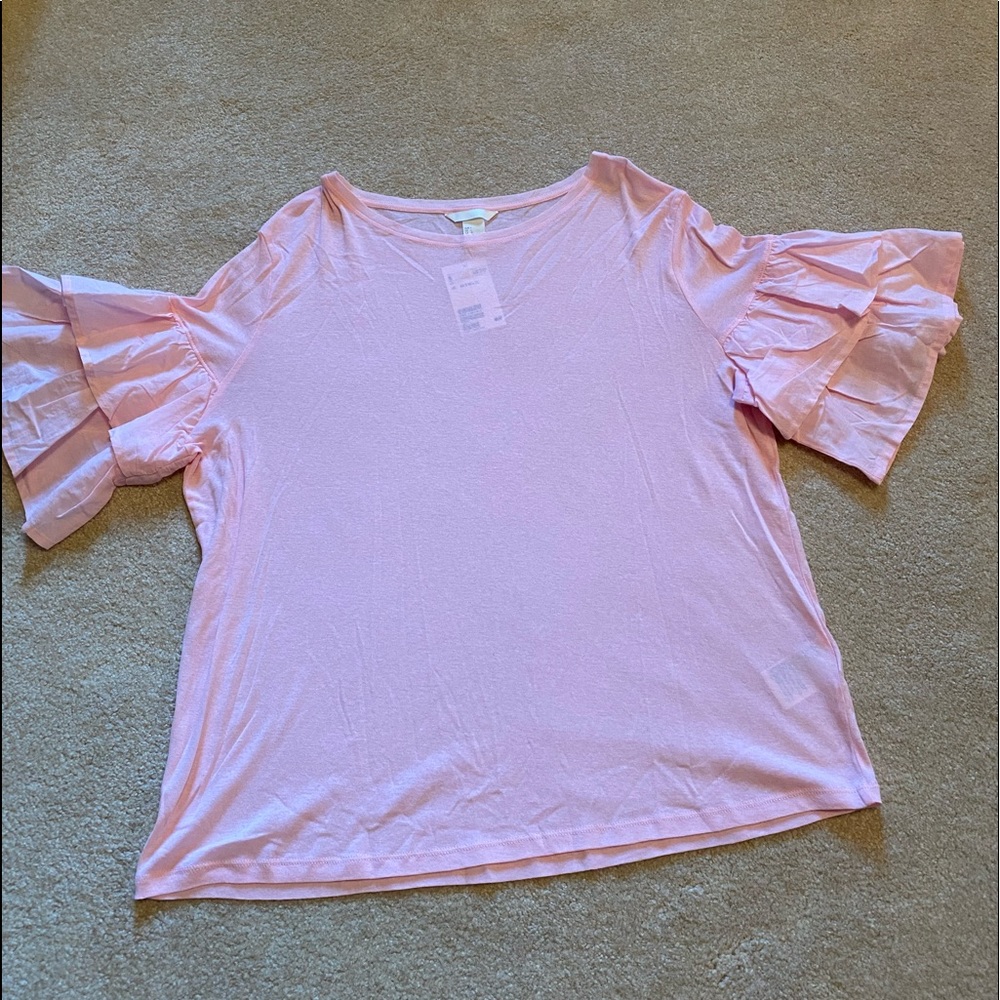 Pink H&M Ruffle Sleeve Top